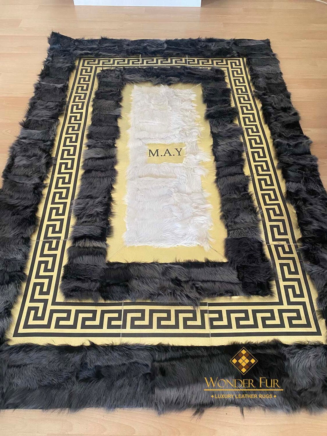 Luxury Handmade Gray White Sheepskin 5x7 Area Living Room Rug,Soft Rug