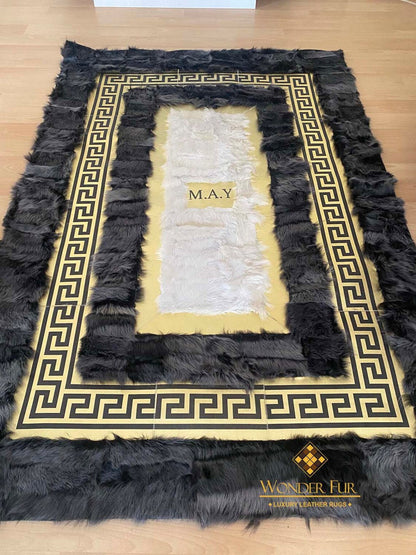 Luxury Handmade Gray White Sheepskin 5x7 Area Living Room Rug,Soft Rug