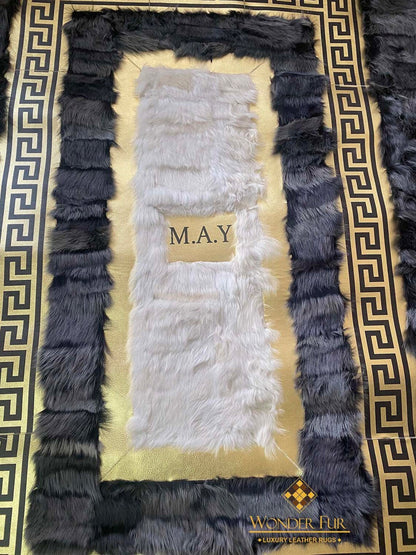 Luxury Handmade Gray White Sheepskin 5x7 Area Living Room Rug,Soft Rug