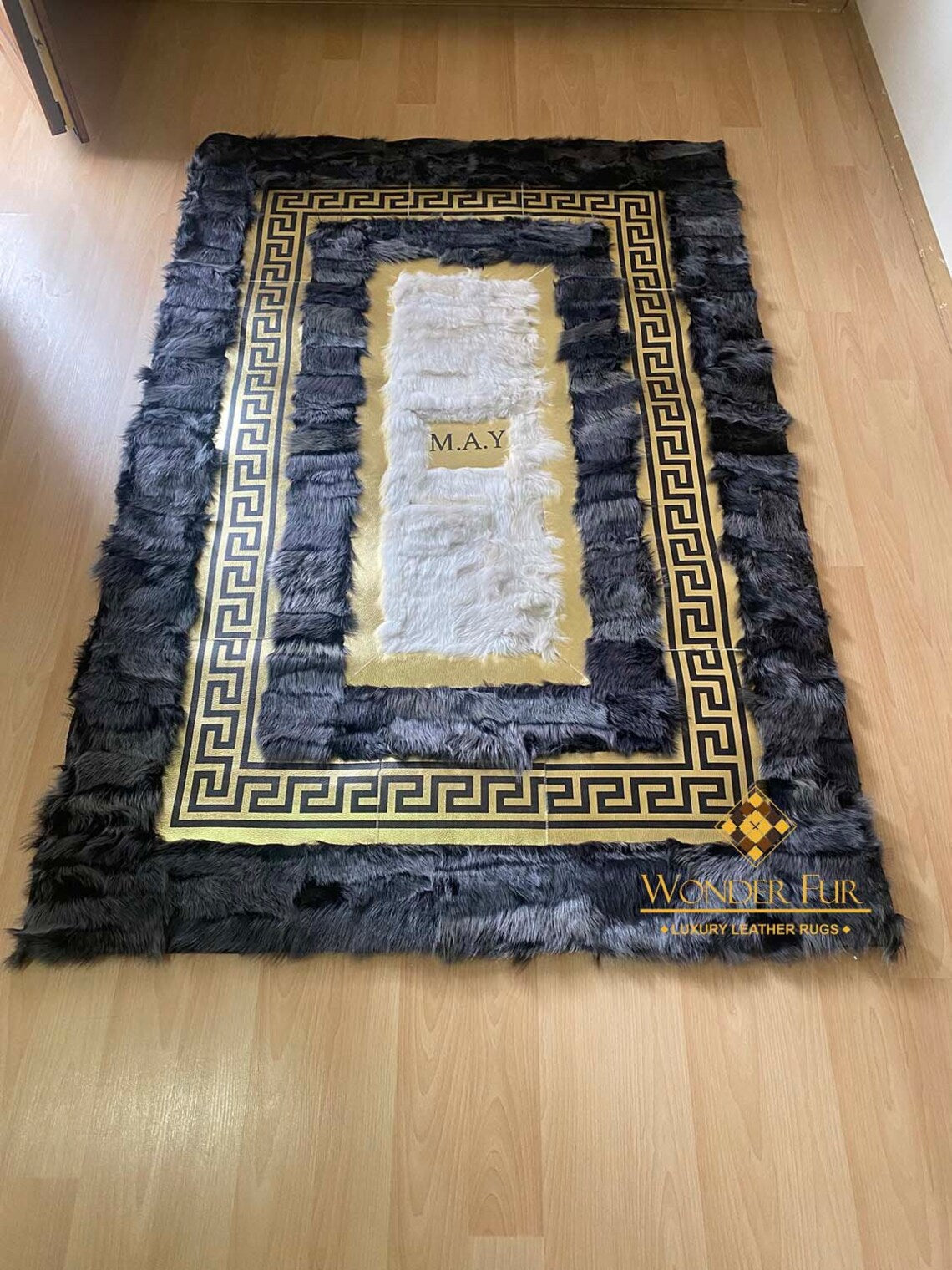 Luxury Handmade Gray White Sheepskin 5x7 Area Living Room Rug,Soft Rug