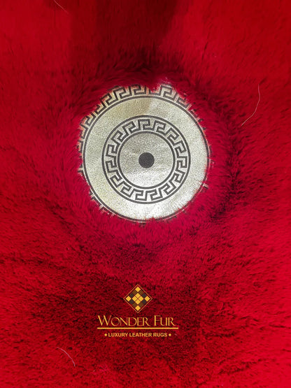 Luxury Handmade Plush Red And Gold Faux Fur Runner Rug , Non Slip Rug