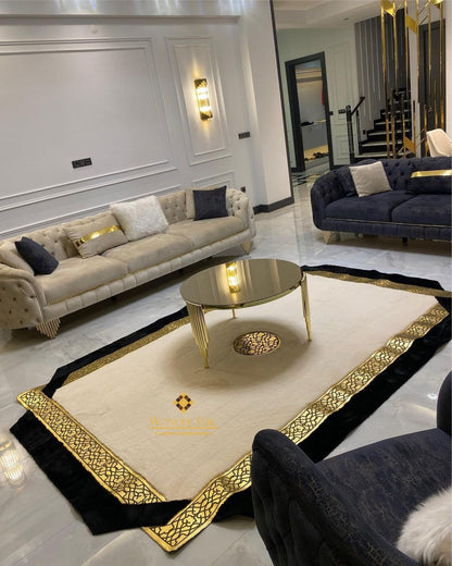 Luxury Handmade Soft Black And White Faux Fur Living Room Elegant Rug