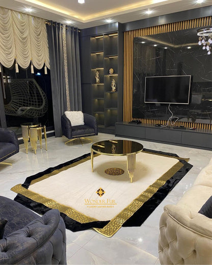 Luxury Handmade Soft Black And White Faux Fur Living Room Elegant Rug