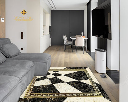 Luxury Home Decor Black White Faux Fur Soft Living Room Handmade Rug