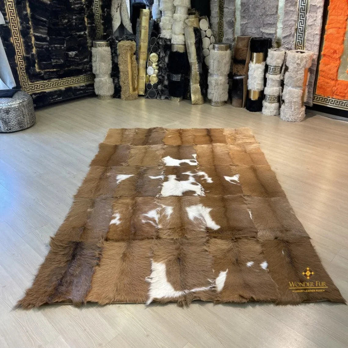 Luxury Home Decor Fluffy Natural Goatskin Bedroom Soft 6x8 Area Carpet