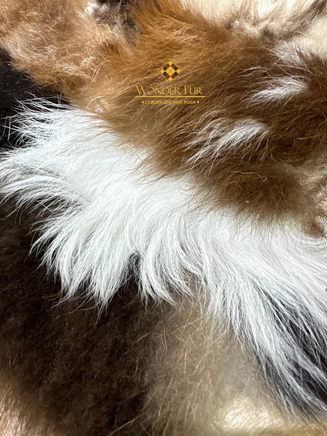 Luxury Mix Colour Sheepskin Brown Fur Wool Living Room Rug, Shaggy Rug