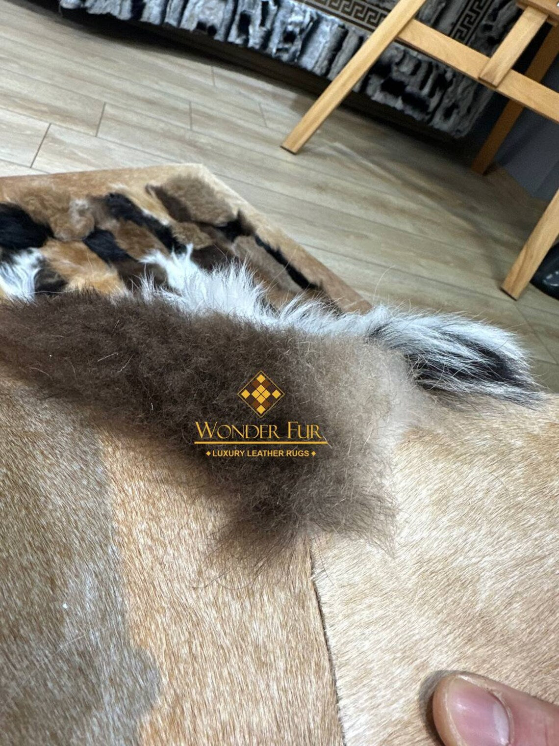 Luxury Mix Colour Sheepskin Brown Fur Wool Living Room Rug, Shaggy Rug