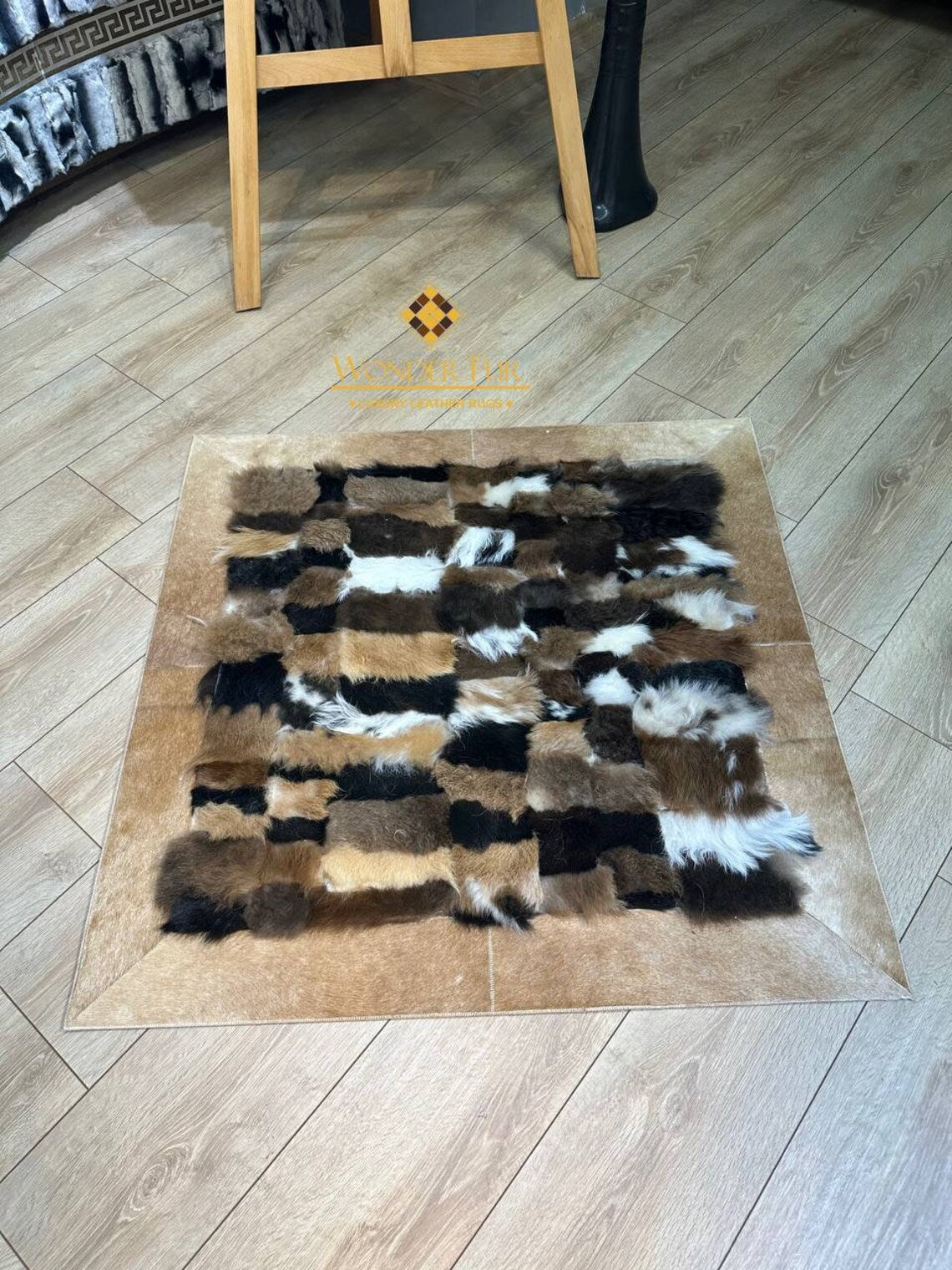 Luxury Mix Colour Sheepskin Brown Fur Wool Living Room Rug, Shaggy Rug