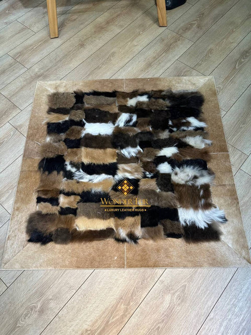 Luxury Mix Colour Sheepskin Brown Fur Wool Living Room Rug, Shaggy Rug