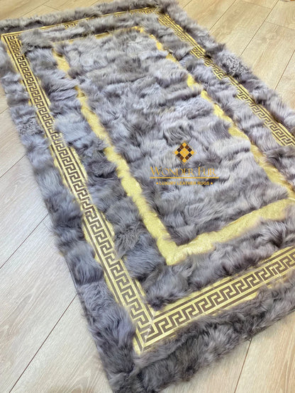 Luxury Natural Gray Customize Sheepskin Office Rug,Shaggy Non Slip Rug