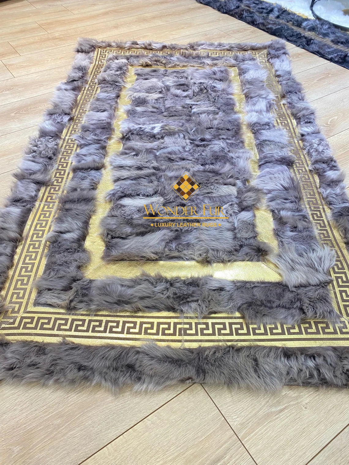 Luxury Natural Gray Customize Sheepskin Office Rug,Shaggy Non Slip Rug