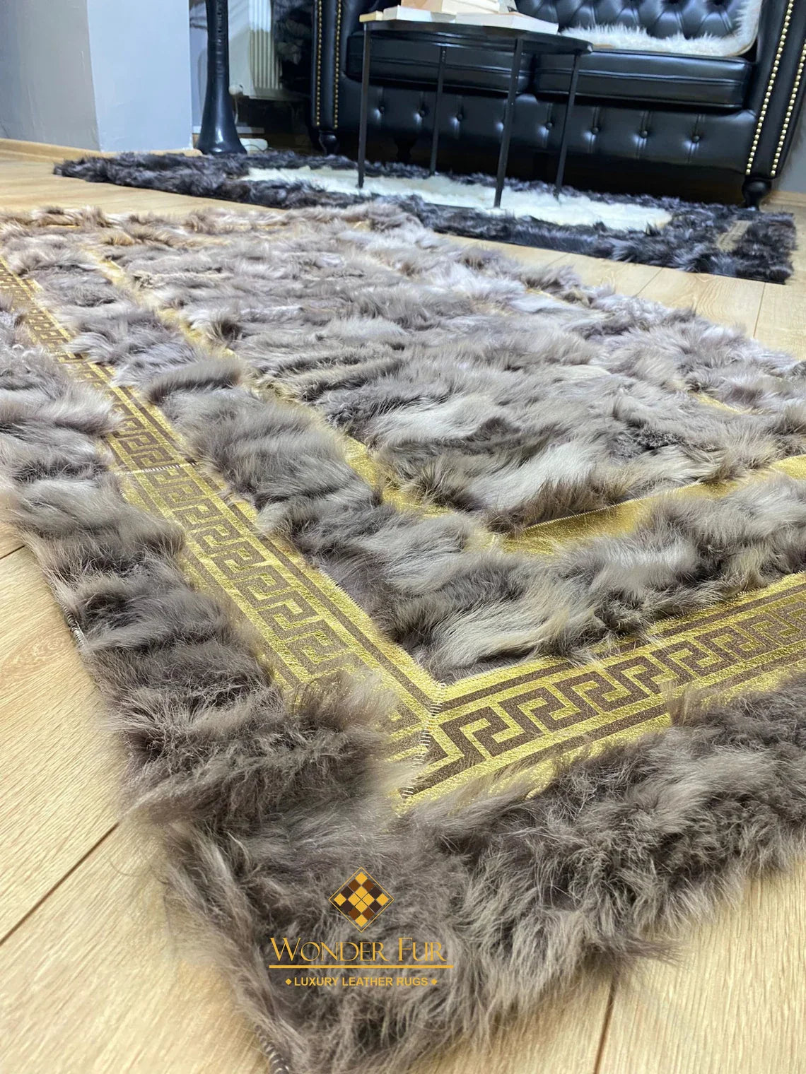 Luxury Natural Gray Customize Sheepskin Office Rug,Shaggy Non Slip Rug