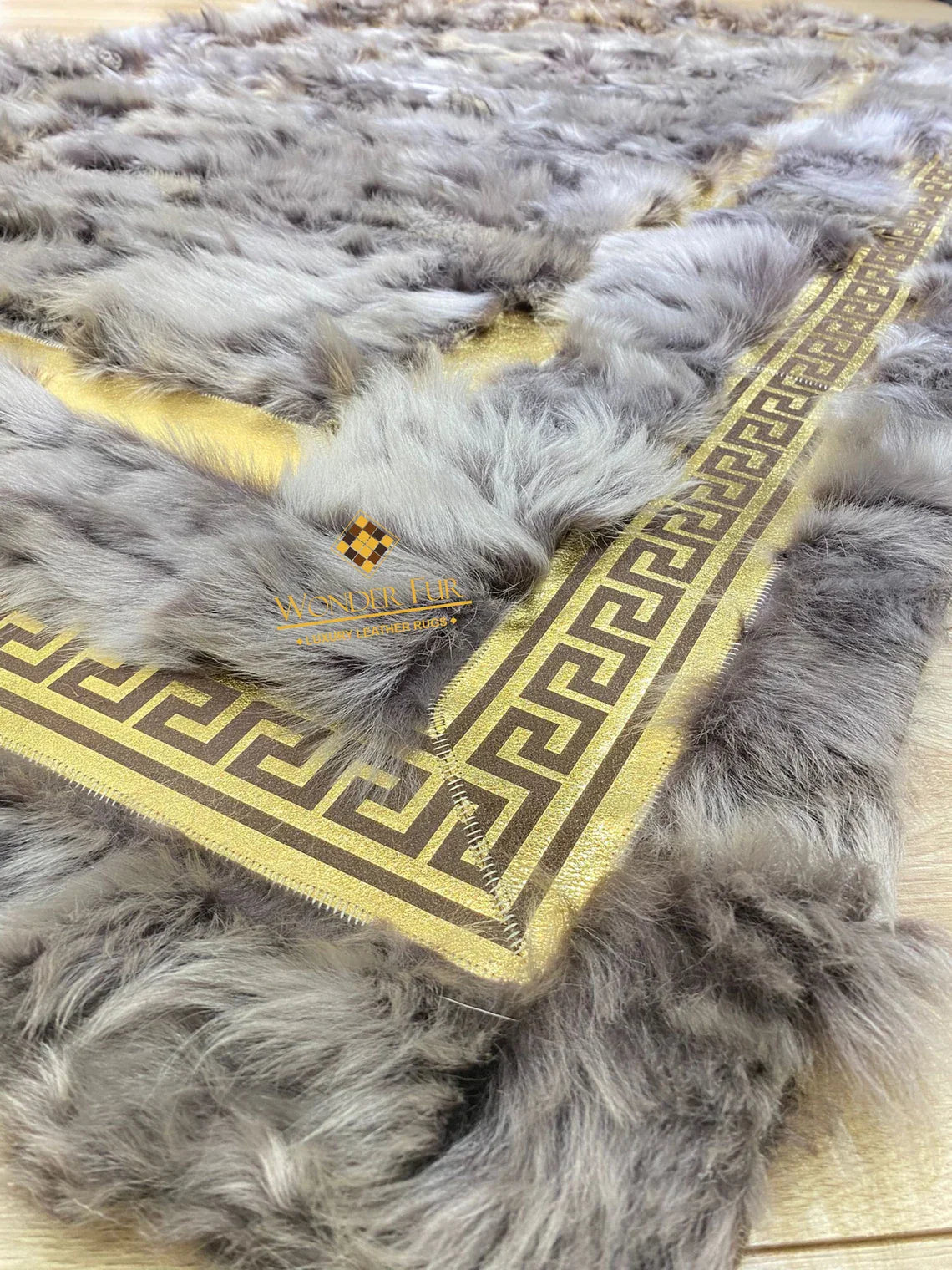 Luxury Natural Gray Customize Sheepskin Office Rug,Shaggy Non Slip Rug