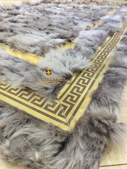 Luxury Natural Gray Customize Sheepskin Office Rug,Shaggy Non Slip Rug