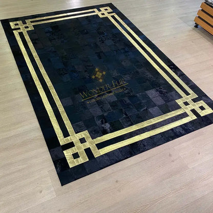 Luxury Natural Handmade Cowhide Patchwork 9x12 Rug for Living Room Non Slip Rug