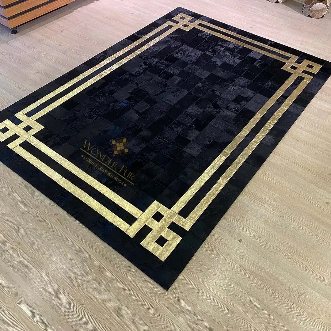 Luxury Natural Handmade Cowhide Patchwork 9x12 Rug for Living Room Non Slip Rug