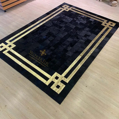 Luxury Natural Handmade Cowhide Patchwork 9x12 Rug for Living Room Non Slip Rug