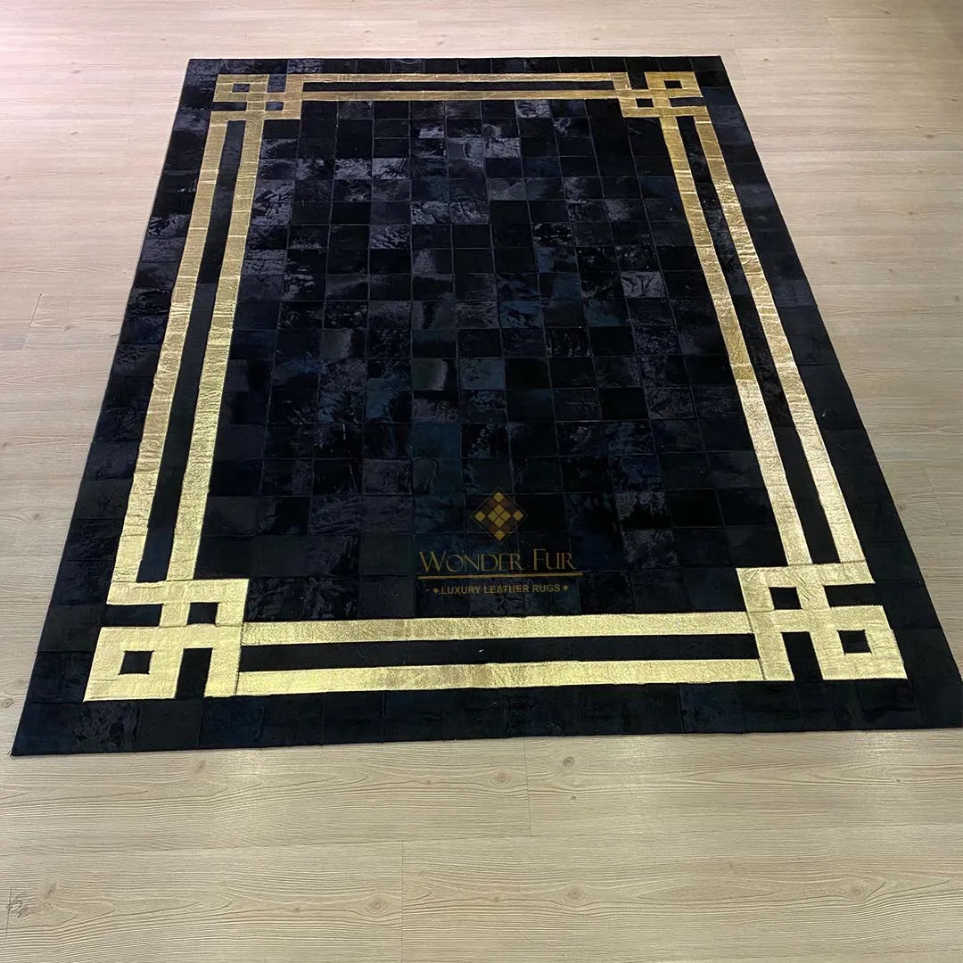 Luxury Natural Handmade Cowhide Patchwork 9x12 Rug for Living Room Non Slip Rug