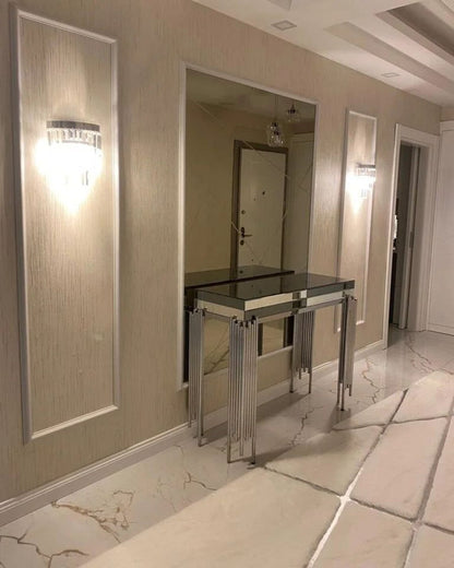 Luxury Soft White And Silver Faux Fur Corridor Rug , Plush Fluffy Rug