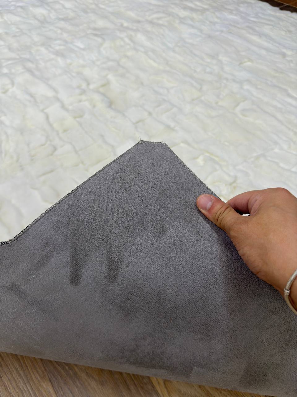 Handmade  White Brown Natural Soft Rabbit Fur Rug