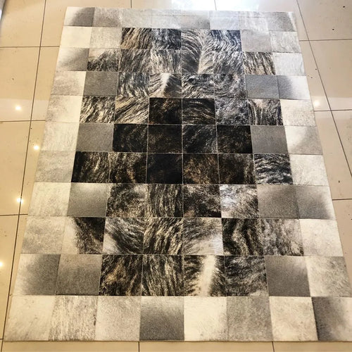 Mixed Color Cowhide Area Rug Handmade Scandinavian Rug Elegant Non Slip Rug