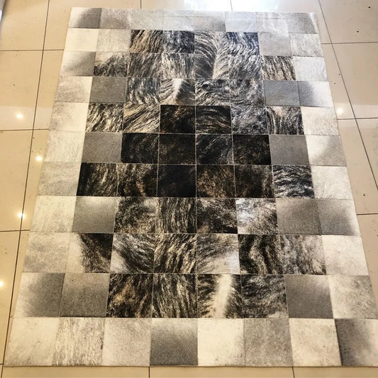 Mixed Color Cowhide Area Rug Handmade Scandinavian Rug Elegant Non Slip Rug