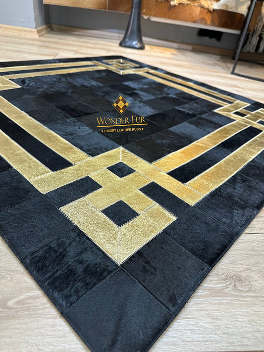 Modern Decorative Original Cowhide Area Rug , Luxury Handmade Leather