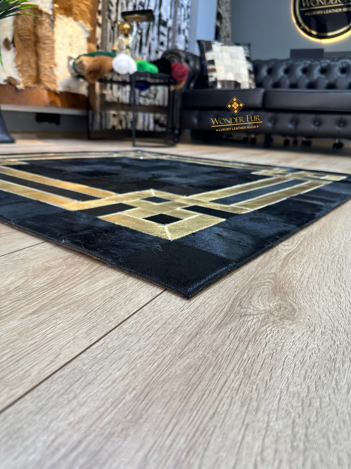 Modern Decorative Original Cowhide Area Rug , Luxury Handmade Leather