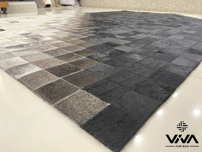 Modern Designed White and Black Natural Cow Skin Area 5x7 Rug