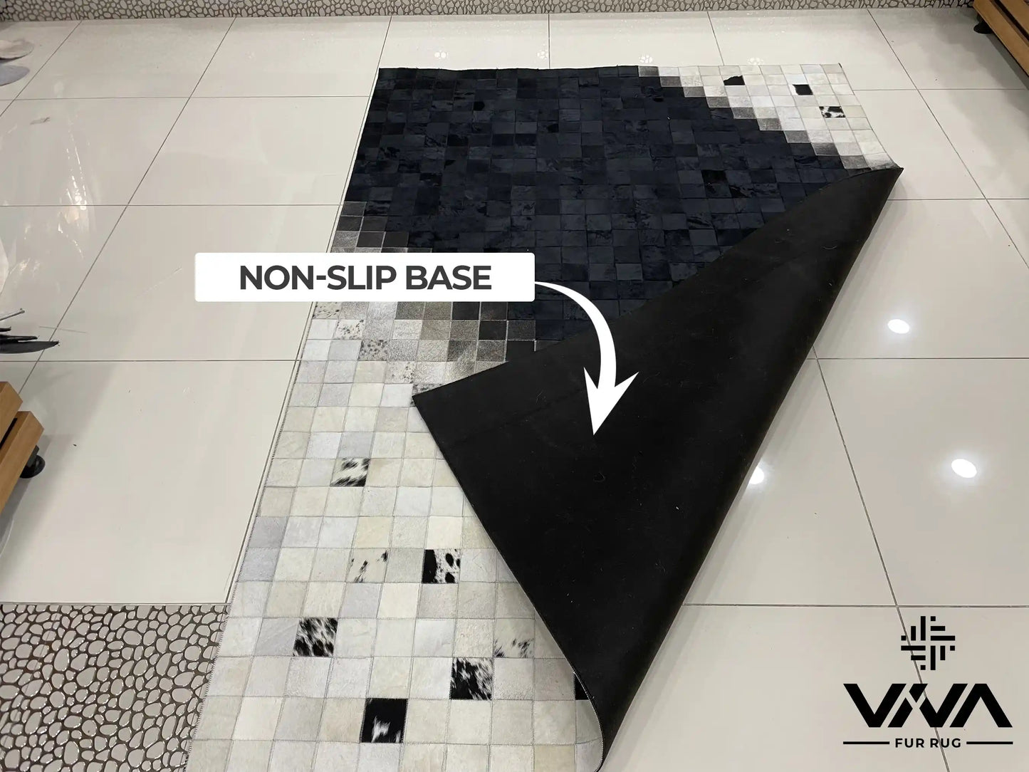 Modern Designed White and Black Natural Cow Skin Area 5x7 Rug