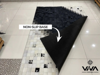 Modern Designed White and Black Natural Cow Skin Area 5x7 Rug