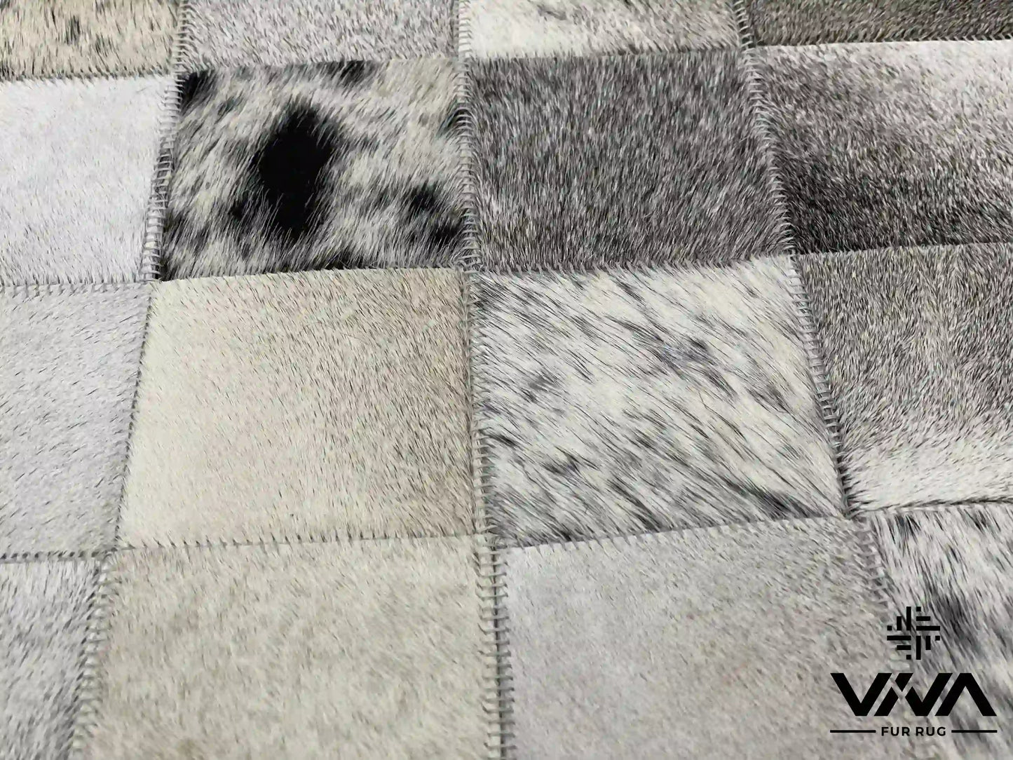 Modern Designed White and Black Natural Cow Skin Area 5x7 Rug