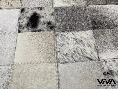 Modern Designed White and Black Natural Cow Skin Area 5x7 Rug