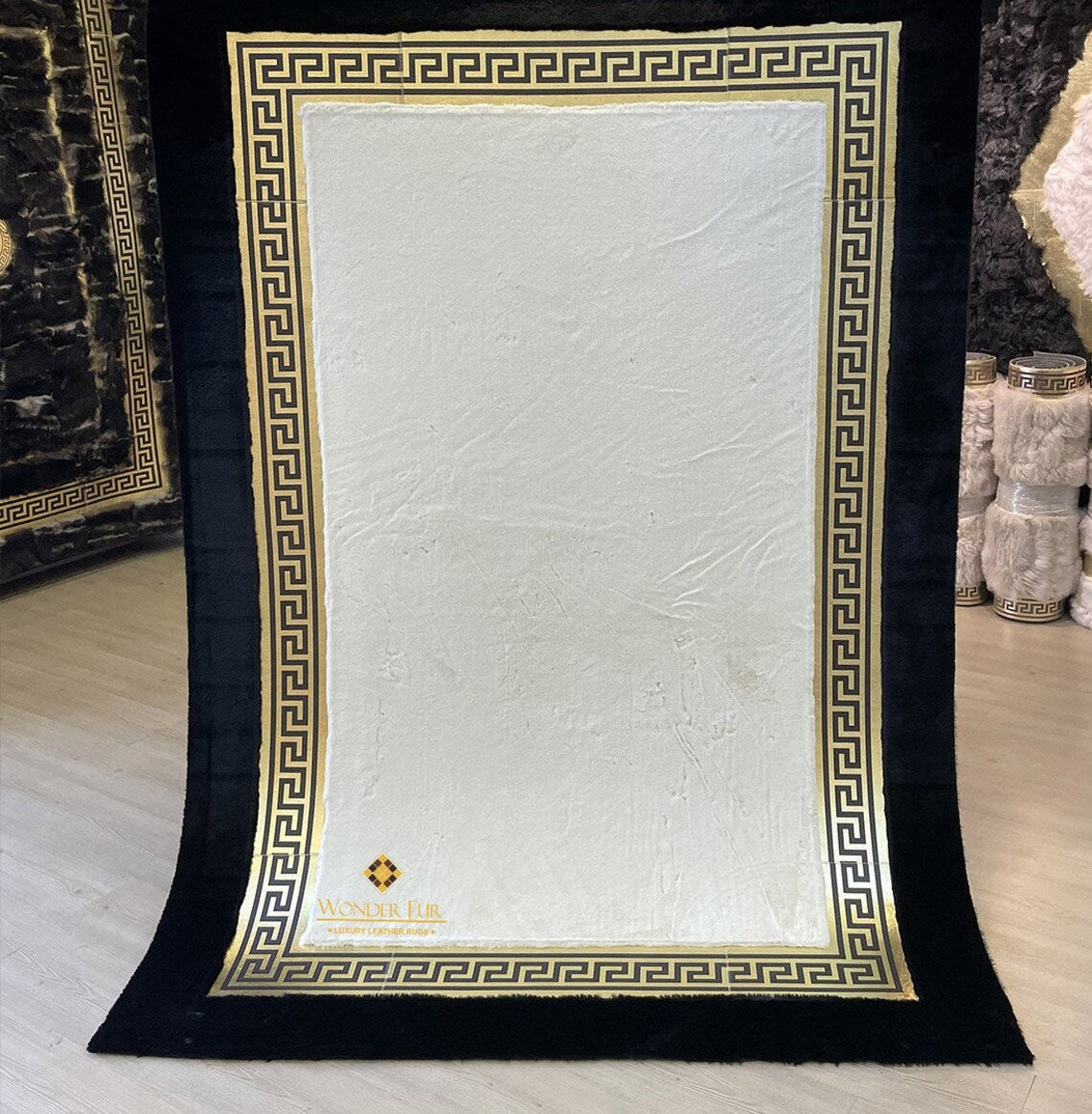 Modern Plush Extra Soft Black And White Faux Fur 6x8 Living Room Rug