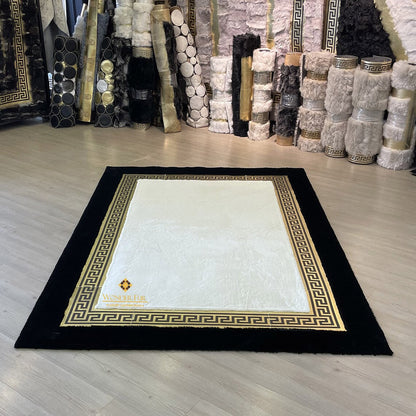 Modern Plush Extra Soft Black And White Faux Fur 6x8 Living Room Rug