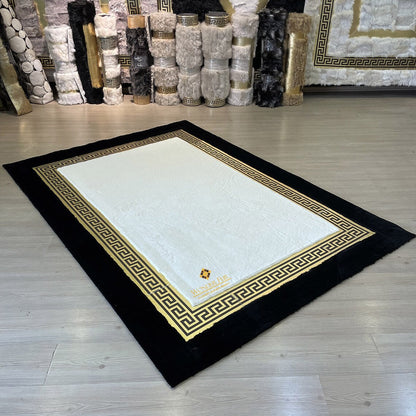 Modern Plush Extra Soft Black And White Faux Fur 6x8 Living Room Rug