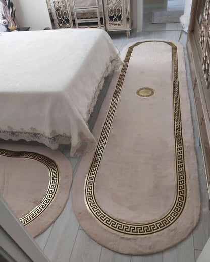 Modern Unique Beige Gold Faux Fur Fluffy Bedroom Rug,Handmade Soft Rug