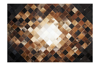 Multicolor Cowhide Patchwork 10x8 Rug, High Quality Natural Leather Handcrafted Rug