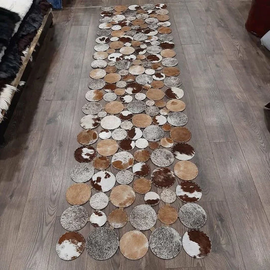 Multicolor Cowhide Patchwork Rug, Natural Handmade Runner Rug, Natural Cow Skin Decorative Carpet