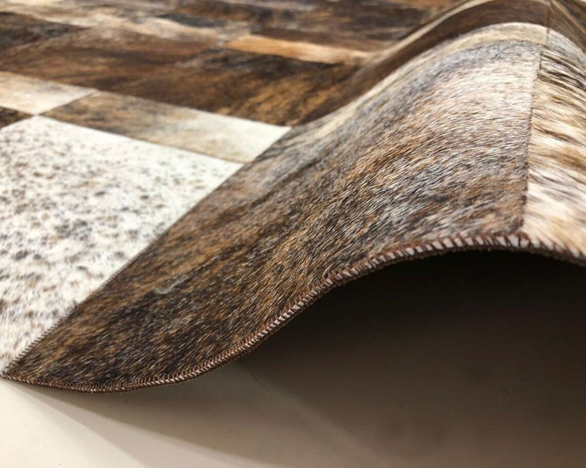 Multicolor Design Real Cowhide Area Rug , Handmade Scandinavian Carpet