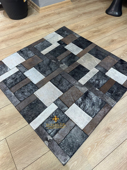 Multicolor Handmade Home Decor Real Cowhide Rug ,3x5 Office Modern Rug