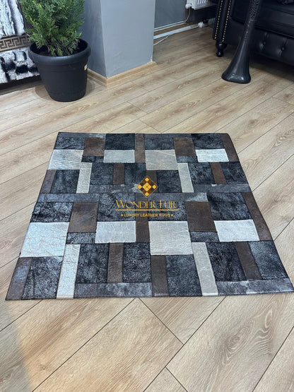 Multicolor Handmade Home Decor Real Cowhide Rug ,3x5 Office Modern Rug