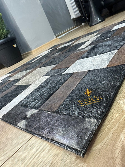 Multicolor Handmade Home Decor Real Cowhide Rug ,3x5 Office Modern Rug