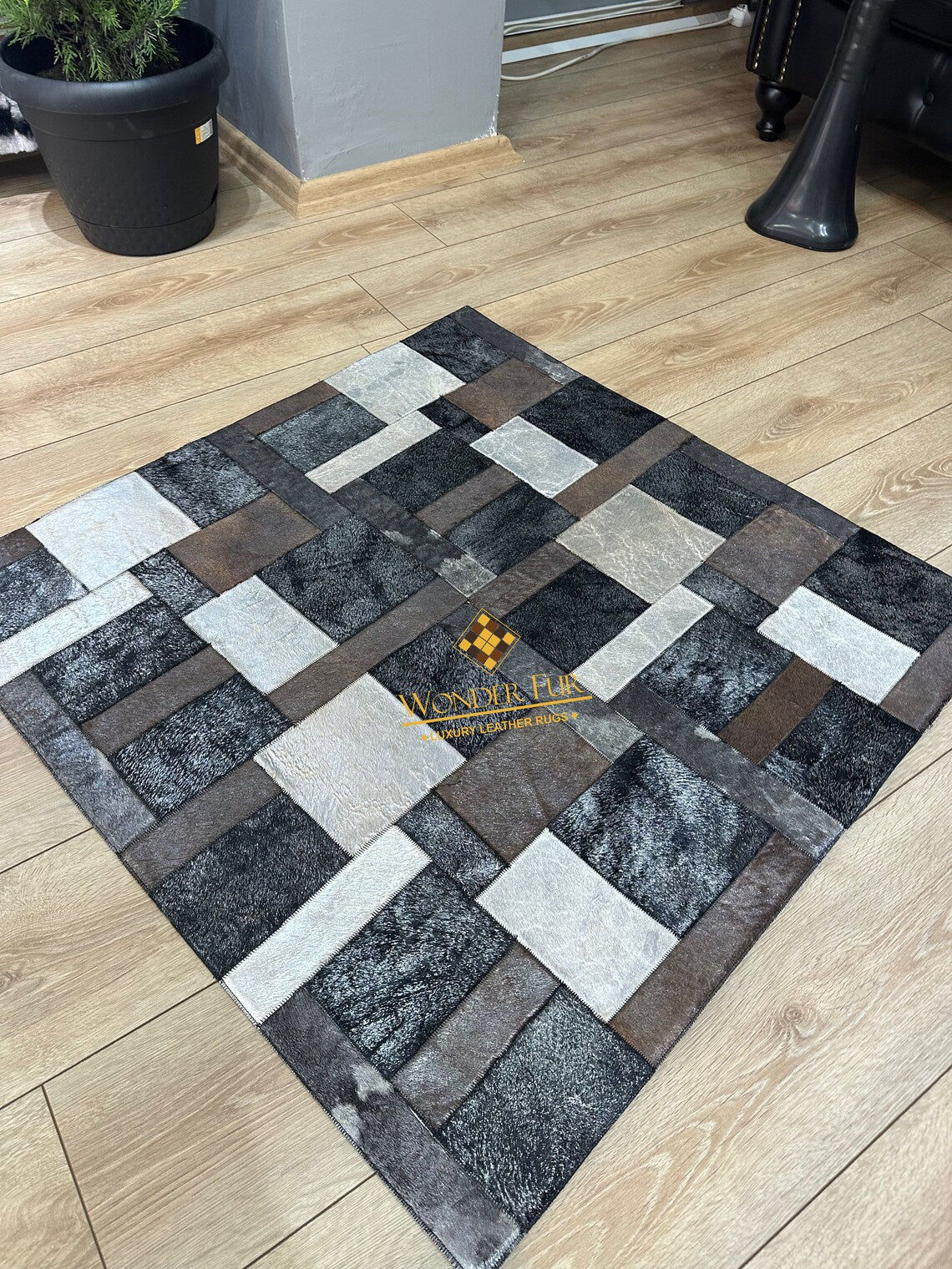 Multicolor Handmade Home Decor Real Cowhide Rug ,3x5 Office Modern Rug