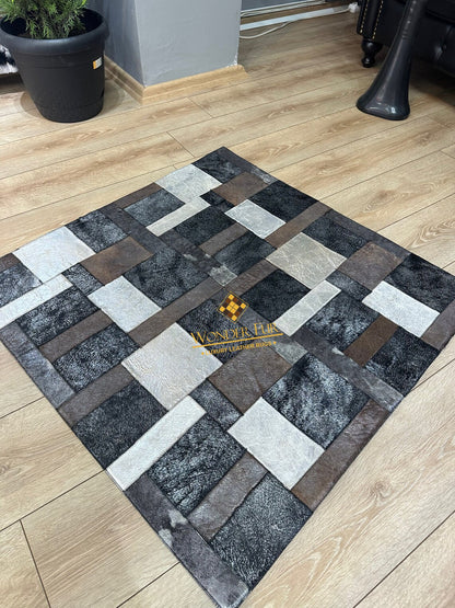 Multicolor Handmade Home Decor Real Cowhide Rug ,3x5 Office Modern Rug