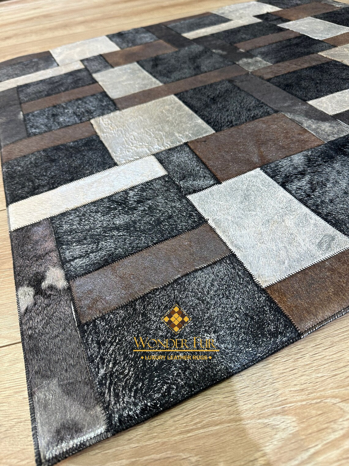 Multicolor Handmade Home Decor Real Cowhide Rug ,3x5 Office Modern Rug