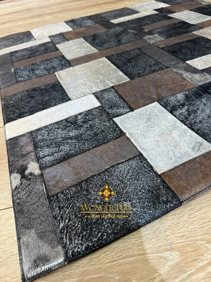 Multicolor Handmade Home Decor Real Cowhide Rug ,3x5 Office Modern Rug