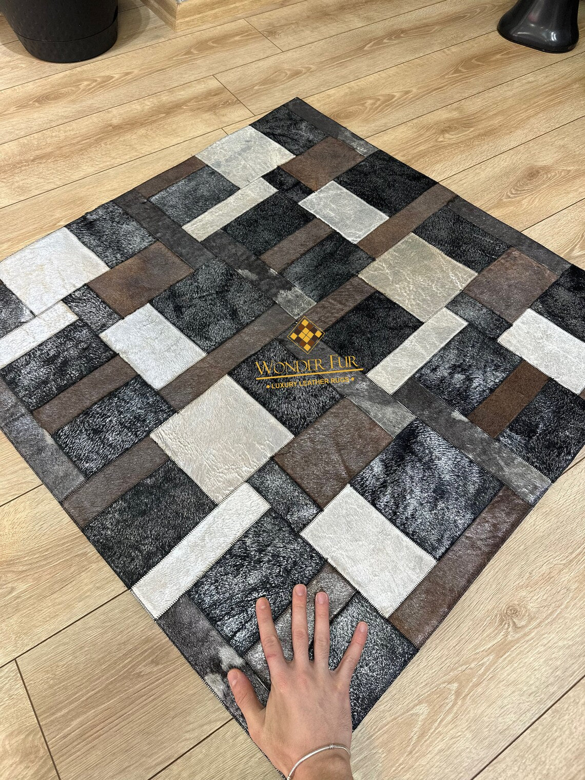 Multicolor Handmade Home Decor Real Cowhide Rug ,3x5 Office Modern Rug