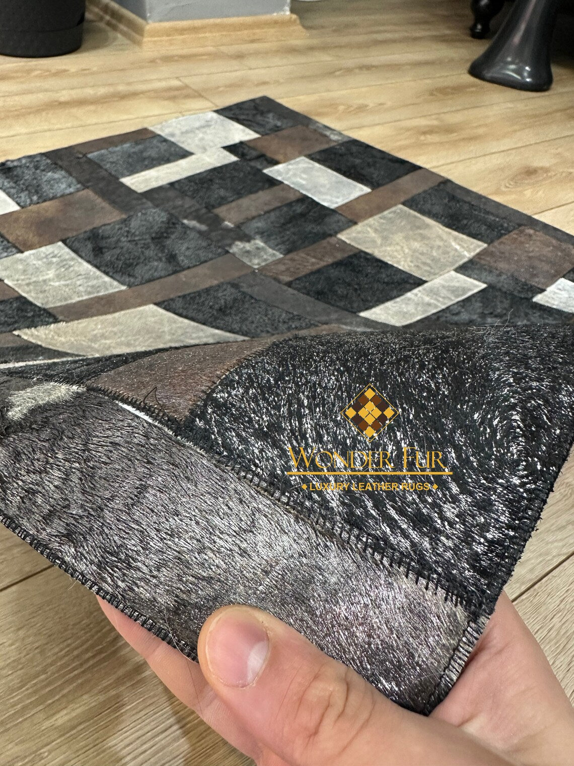 Multicolor Handmade Home Decor Real Cowhide Rug ,3x5 Office Modern Rug