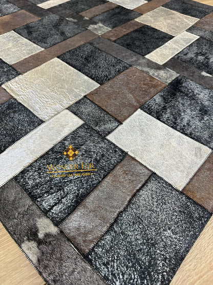 Multicolor Handmade Home Decor Real Cowhide Rug ,3x5 Office Modern Rug